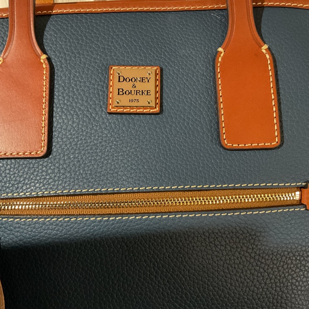 NWT Dooney & Bourke Pebbled Leather Midnight Blue Small Tote Bag - Picture 4 of 6